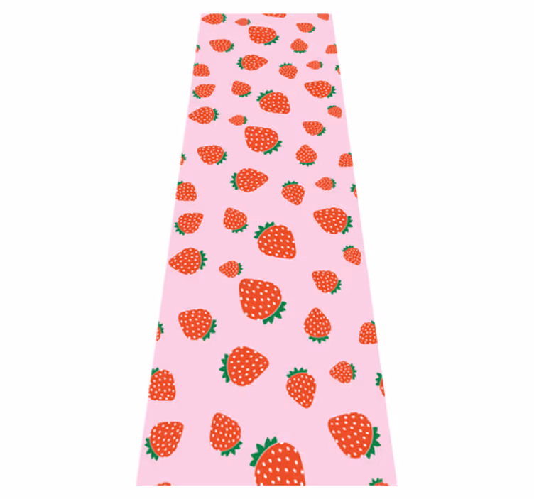 Tapete vinílico quarto com estampa de morangos em fundo rosa - TenStickers