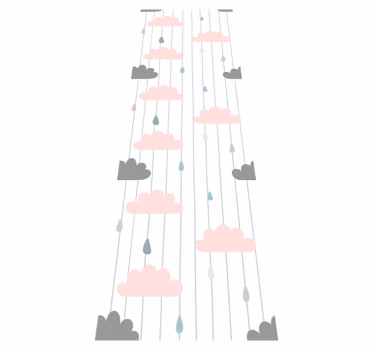 Tapete vinílico quarto nuvens rosas e cinzas - TenStickers