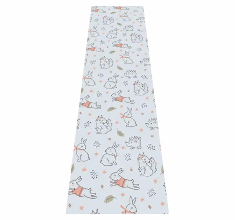 Tapete vinílico quarto flores com esquilos e coelhos - TenStickers
