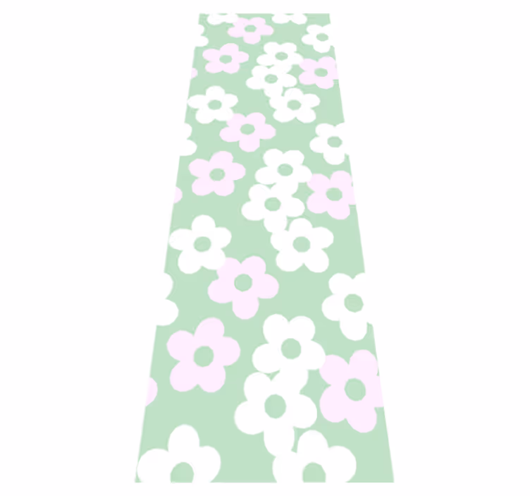 Tapete vinílico quarto verde com flores brancas e rosas - TenStickers