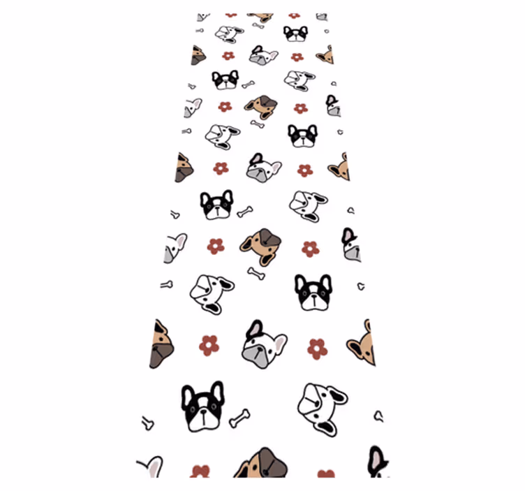 Tapete vinílico quarto flores e bulldogs franceses - TenStickers