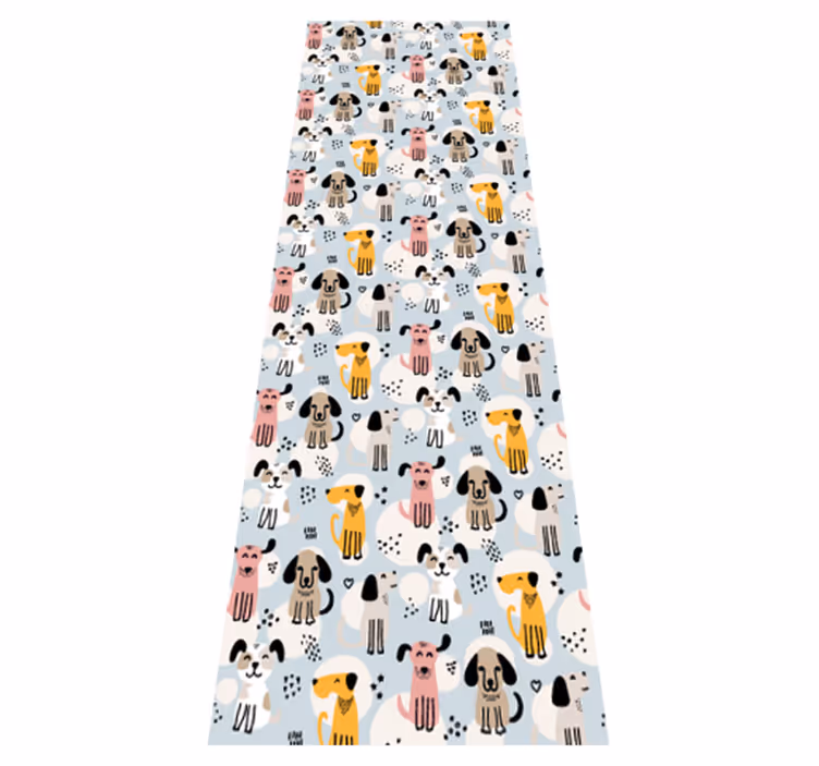 Tapete vinílico quarto com cães multicoloridos no fundo azul - TenStickers