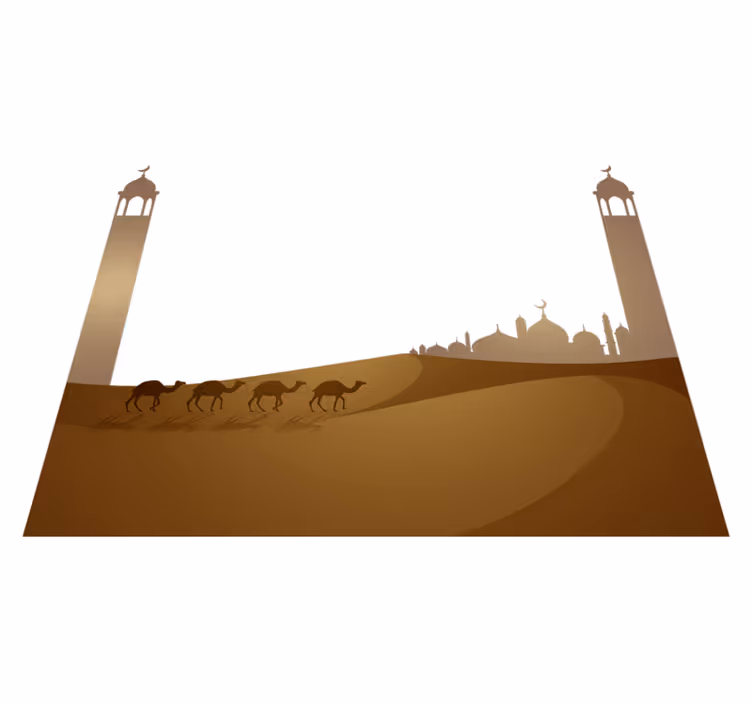Tapete vinílico quarto mesquita islâmica e camelos - TenStickers