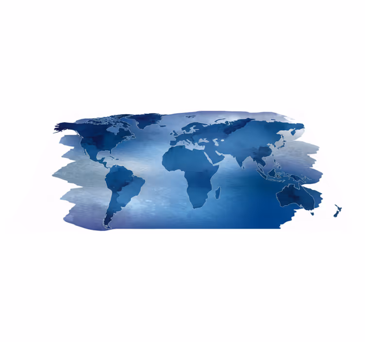 Tapete vinílico quarto mapamundi acuarela azul - TenStickers