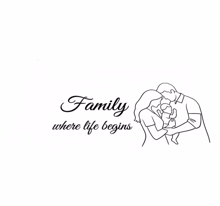 Tapete vinílico quarto família onde a vida começa - TenStickers
