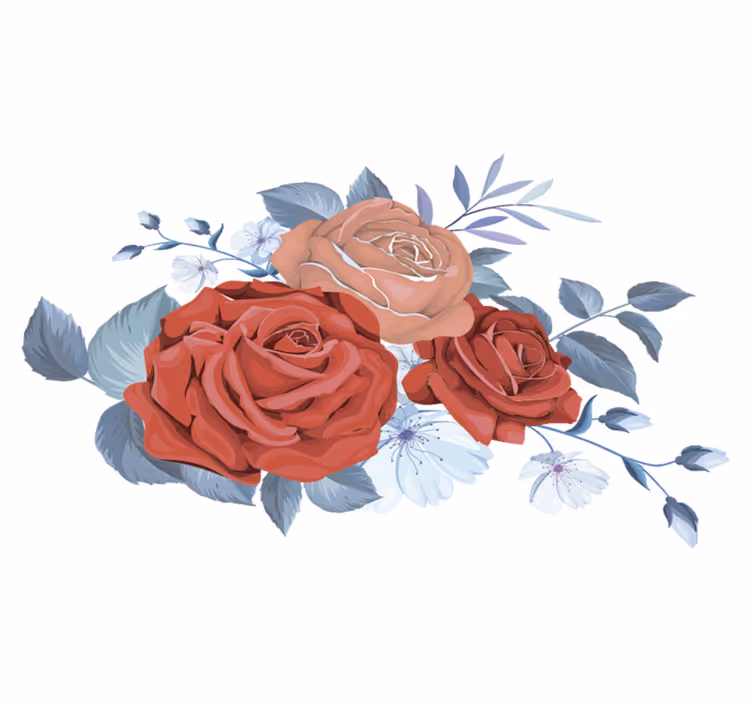Tapete vinílico quarto flores em buquê azul - TenStickers