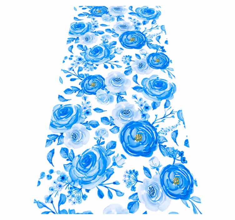 Tapete vinílico nórdico flores azuis e relógios - TenStickers