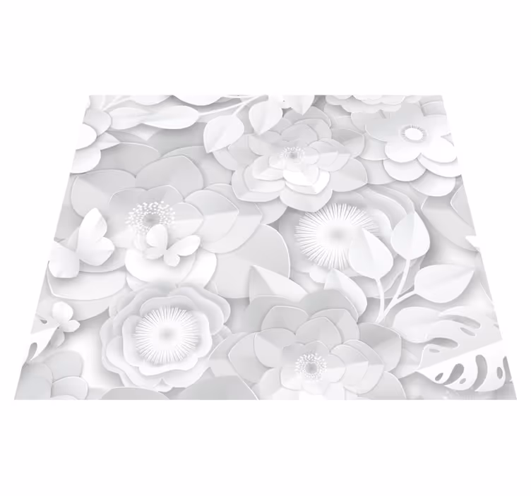 Tapete vinílico natureza flores brancas 3d - TenStickers