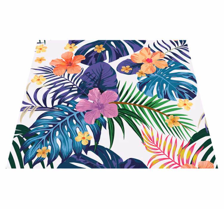 Tapete vinílico natureza flores coloridas havaianas - TenStickers