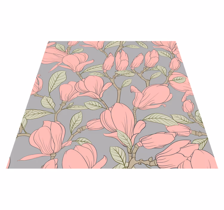 Tapete vinílico natureza flores e folhas rosas - TenStickers