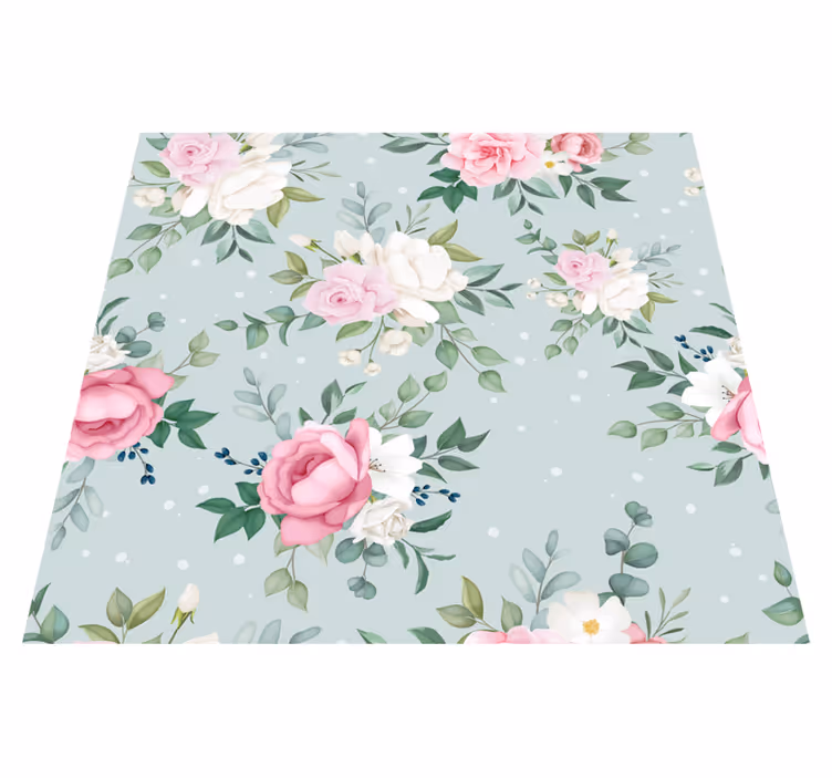 Tapete vinílico natureza floral azul e rosa - TenStickers