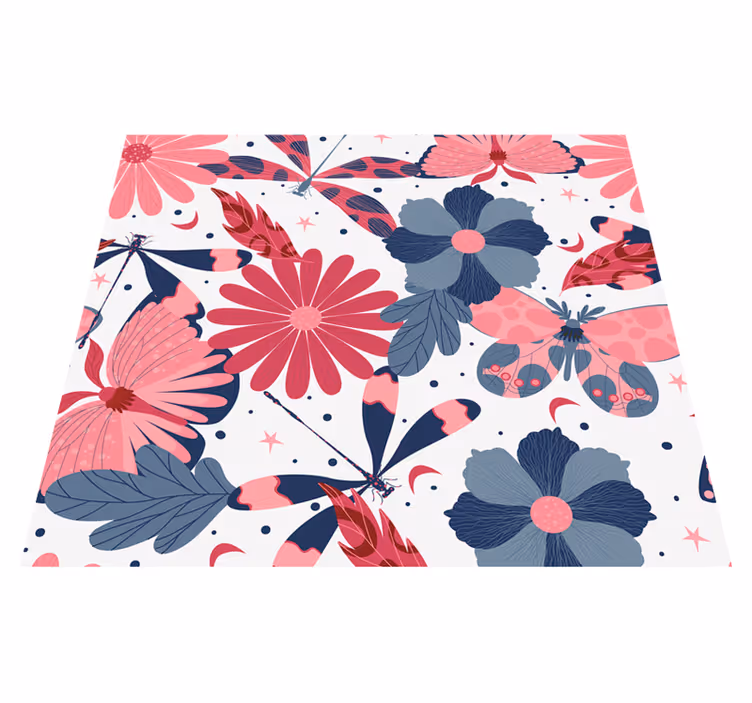 Tapete vinílico natureza padrão borboleta floral - TenStickers