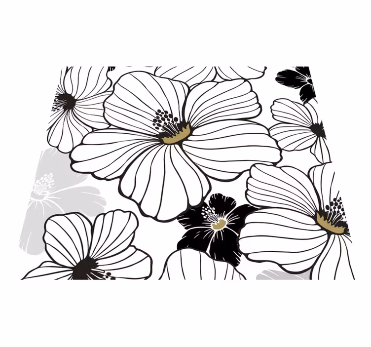 Tapete vinílico natureza com padrão de flor hibisco branco - TenStickers