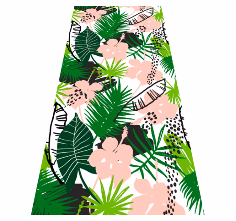 Tapete vinílico natureza com folhas e flores tropicais - TenStickers