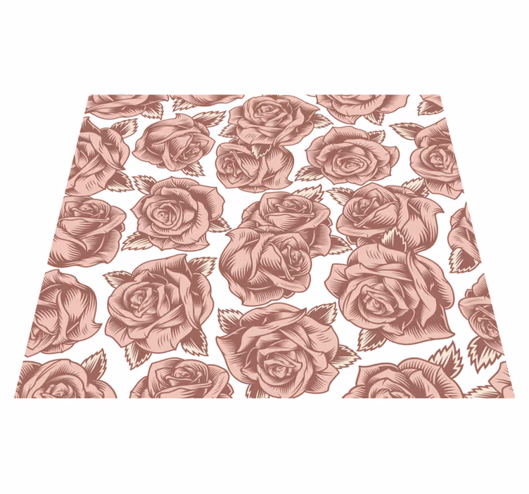 Tapete vinílico natureza rosas retrô - TenStickers