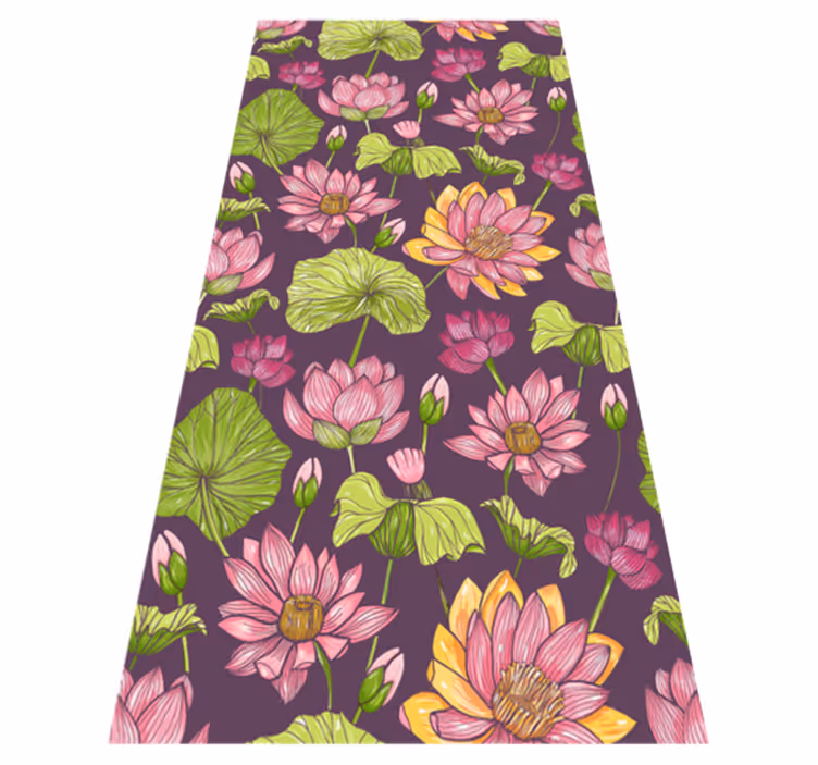 Tapete vinílico natureza folhas e flores de lótus - TenStickers