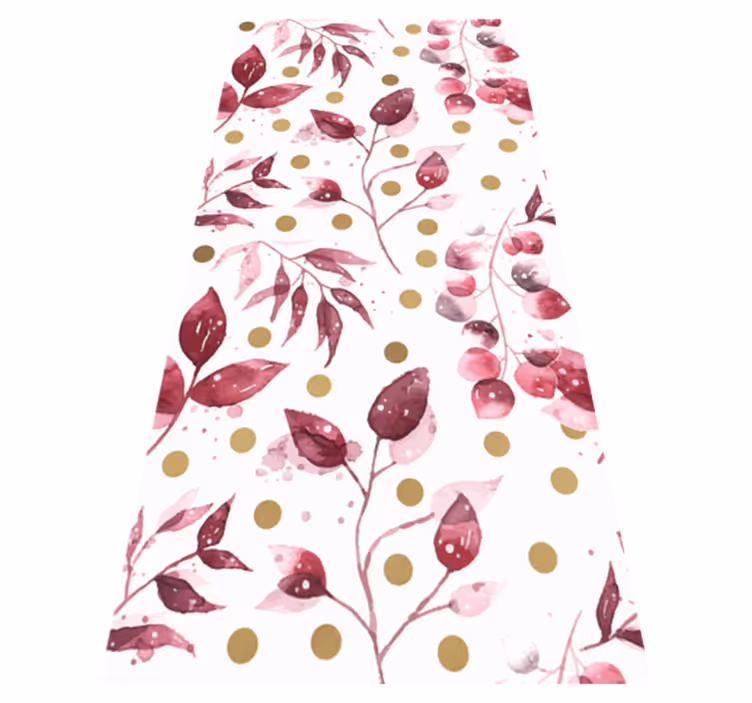 Tapete vinílico natureza folhas burgundy com pontos dourados - TenStickers