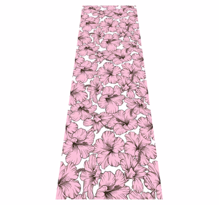 Tapete vinílico natureza padrão hibisco rosa - TenStickers
