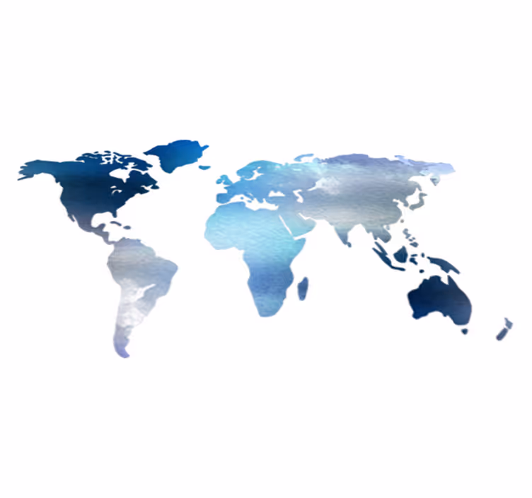 Tapete vinílico de mapa mundial em aquarela azul - TenStickers