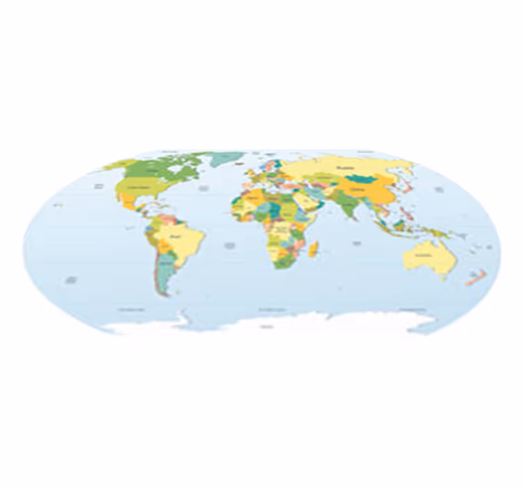 Tapete vinílico de mapa mundial decorativo político - TenStickers