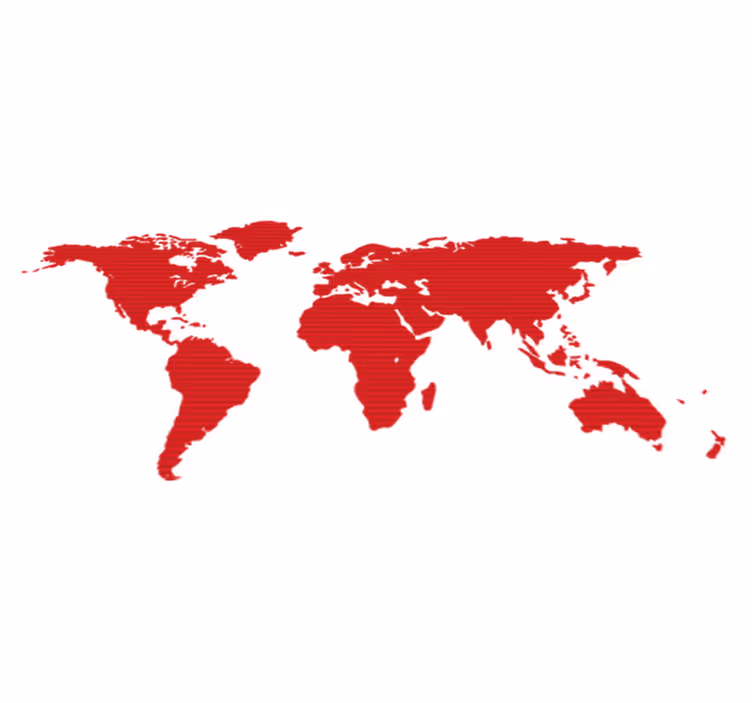 Tapete vinílico de mapa mundial vermelho com linhas - TenStickers