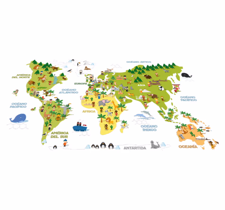 Tapete vinílico de mapa mundial para crianças - TenStickers