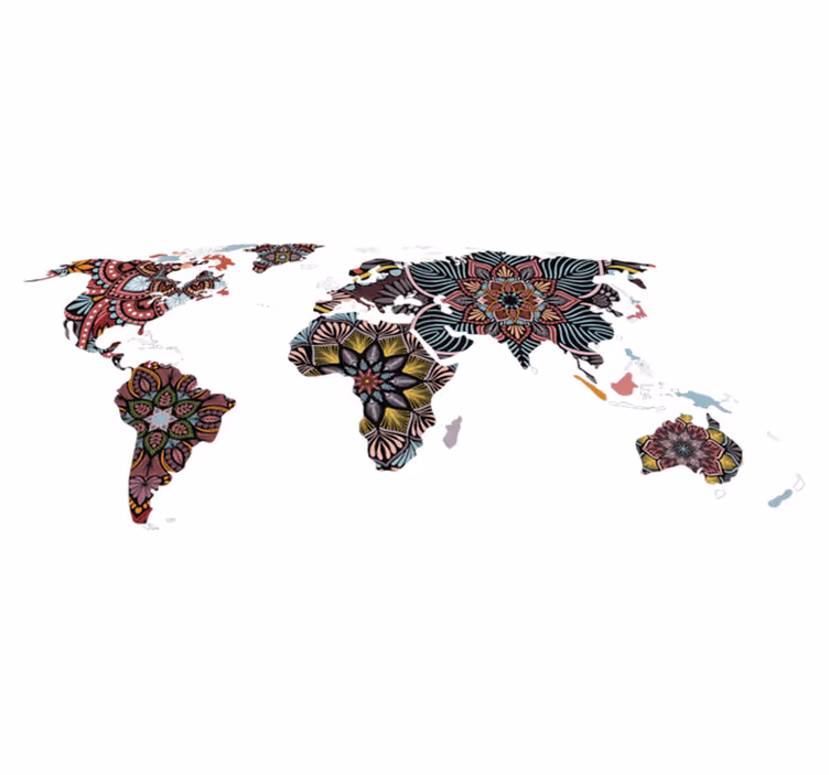 Tapete vinílico de mapa mundial mandala mundial - TenStickers