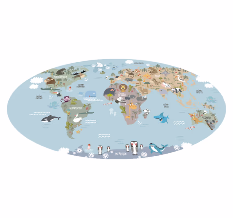 Tapete vinílico de mapa mundial em tons pastéis - TenStickers