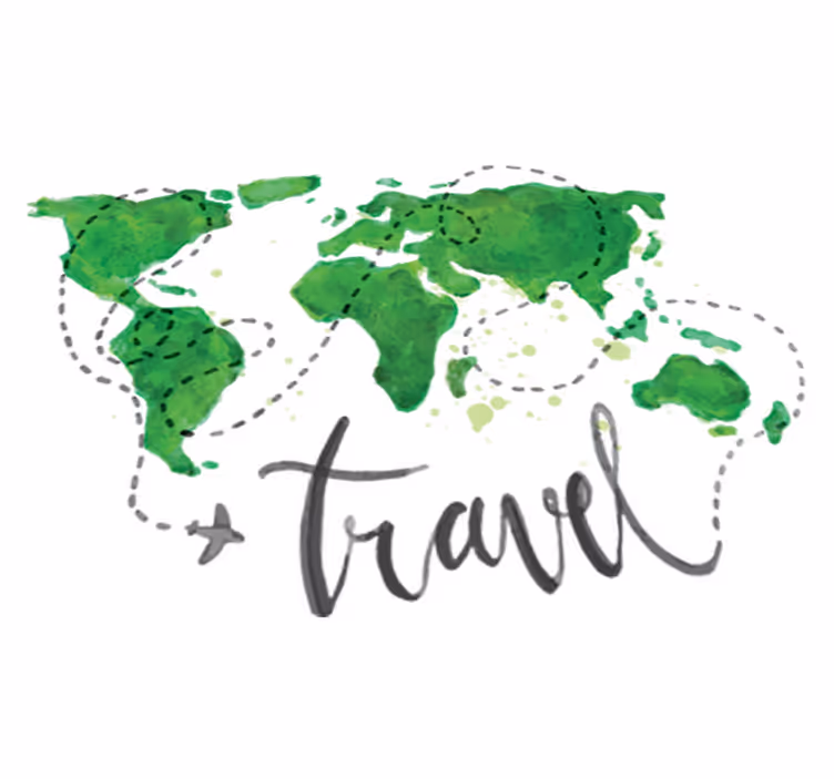 Tapete vinílico de mapa mundial para viagens decorativas - TenStickers