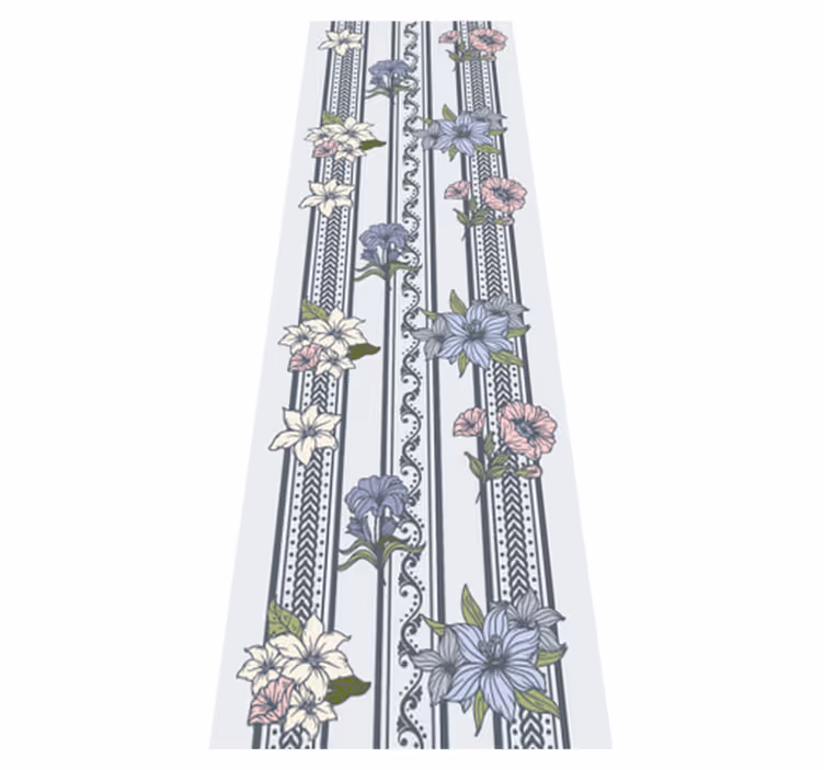 Tapete vinílico vintage com design listrado floral - TenStickers