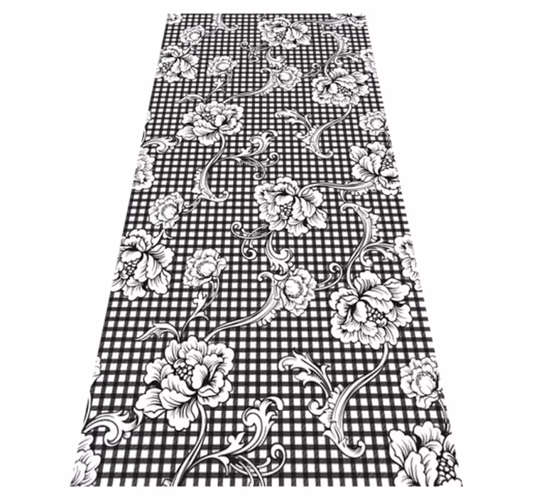 Tapete vinílico vintage padrão gingham preto e branco - TenStickers