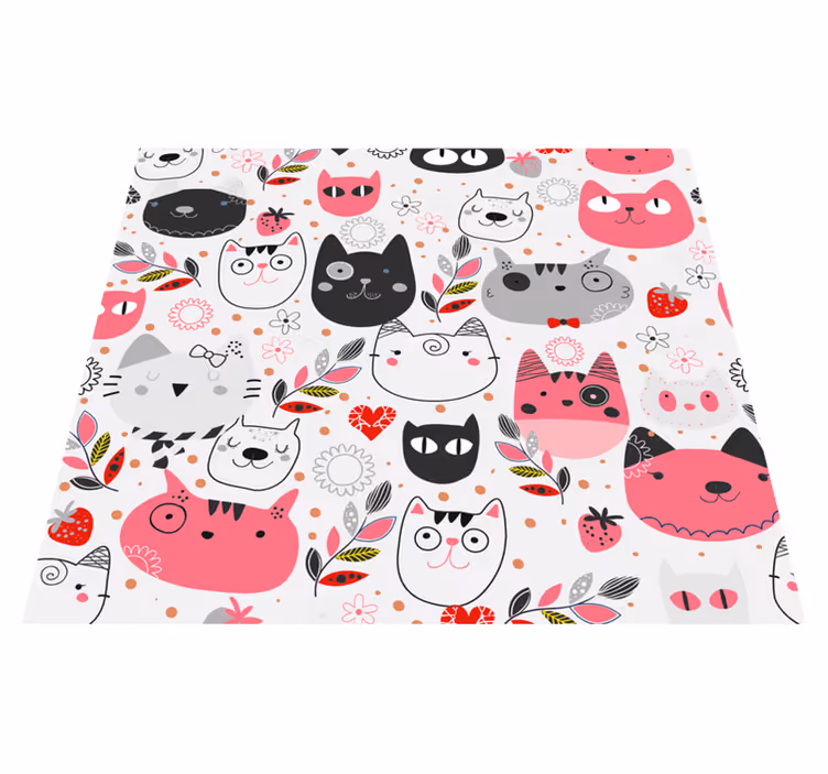 Tapete vinílico de animais gatos ilustrados - TenStickers