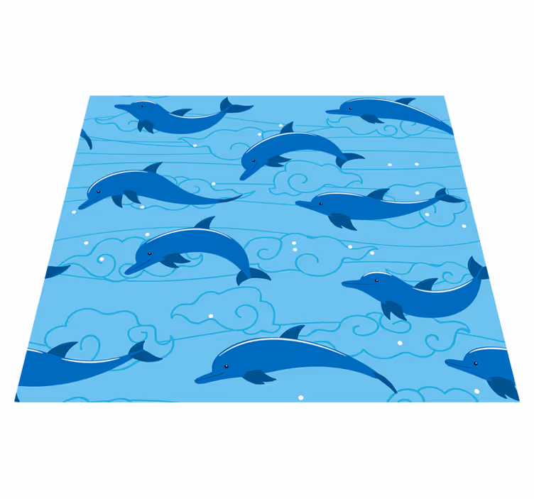 Tapete vinílico de animais céu com nuvens e golfinhos - TenStickers