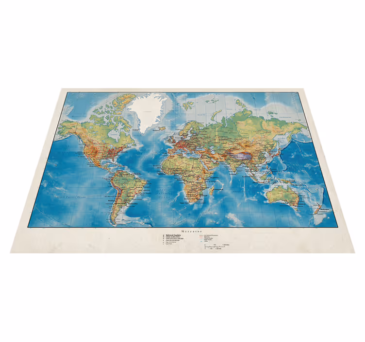 Tapete vinílico de mapa mundial mercator - TenStickers
