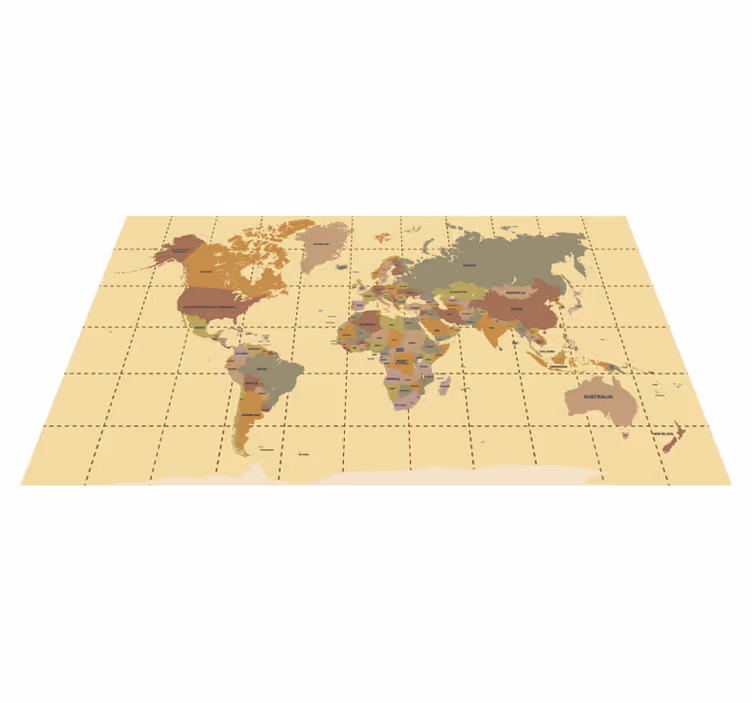 Tapete vinílico de mapa mundial bege vintage - TenStickers