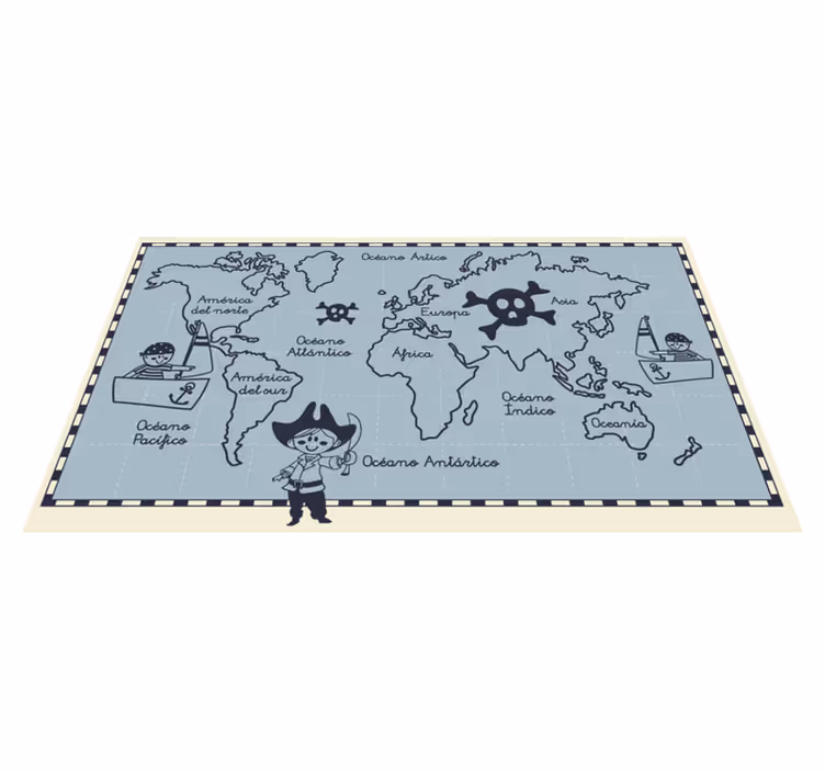 Tapete vinílico de mapa mundial pirata - TenStickers