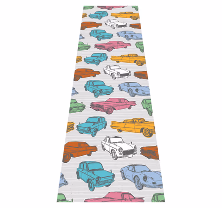 Tapete vinílico vintage carros clássicos coloridos - TenStickers