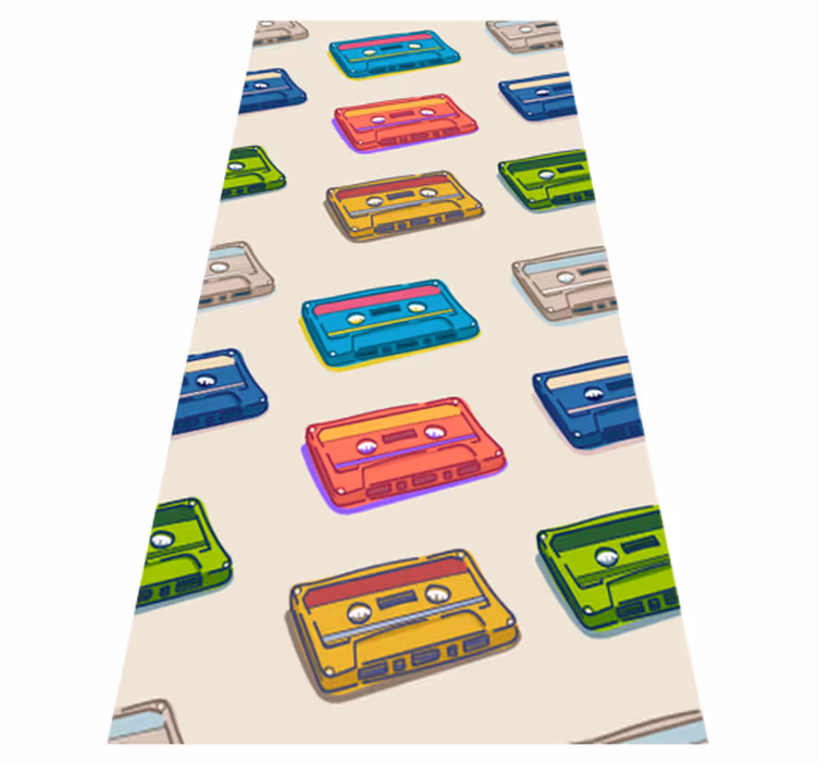 Tapete vinílico vintage com padrão de fitas cassete retrô - TenStickers