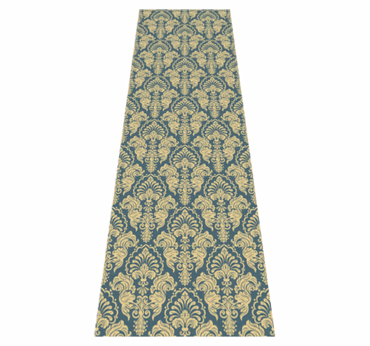 Tapete vinílico vintage padrão clássico azul e amarelo - TenStickers
