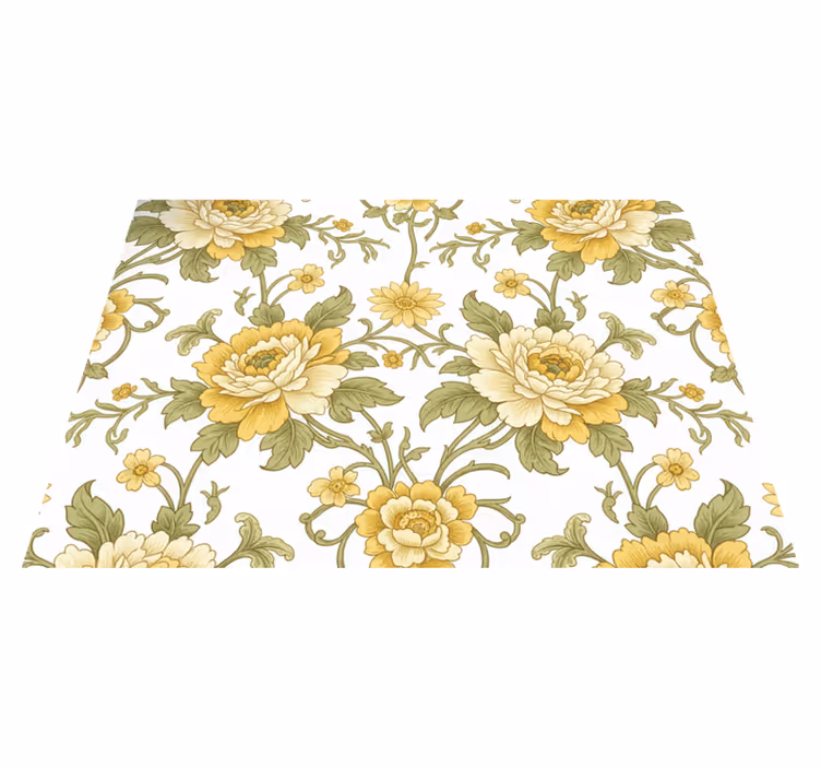 Tapete vinílico vintage com flores amarelas - TenStickers