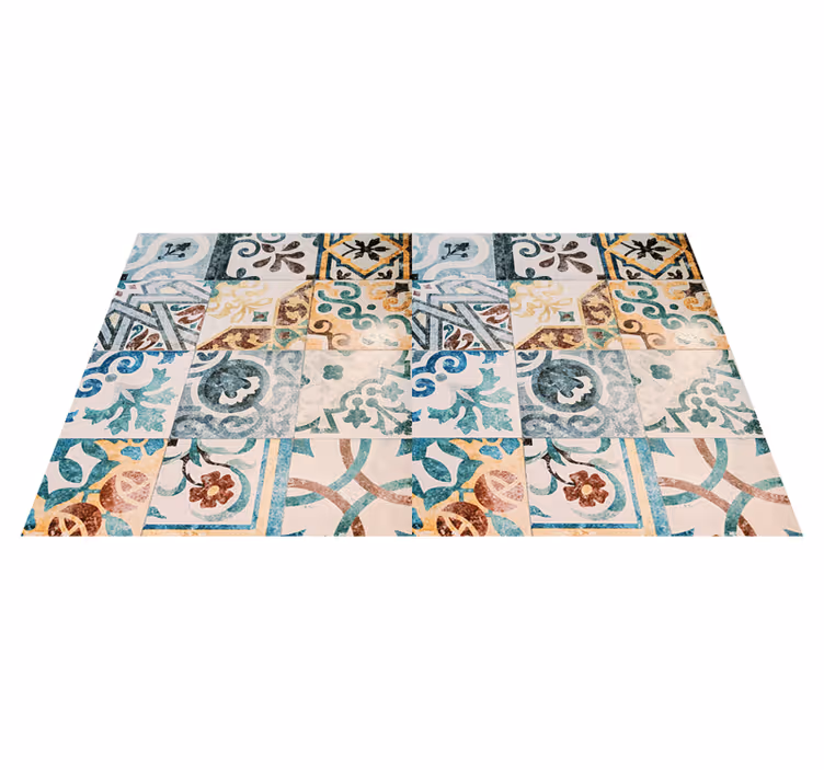Tapete vinílico vintage padrão mosaico retrô - TenStickers