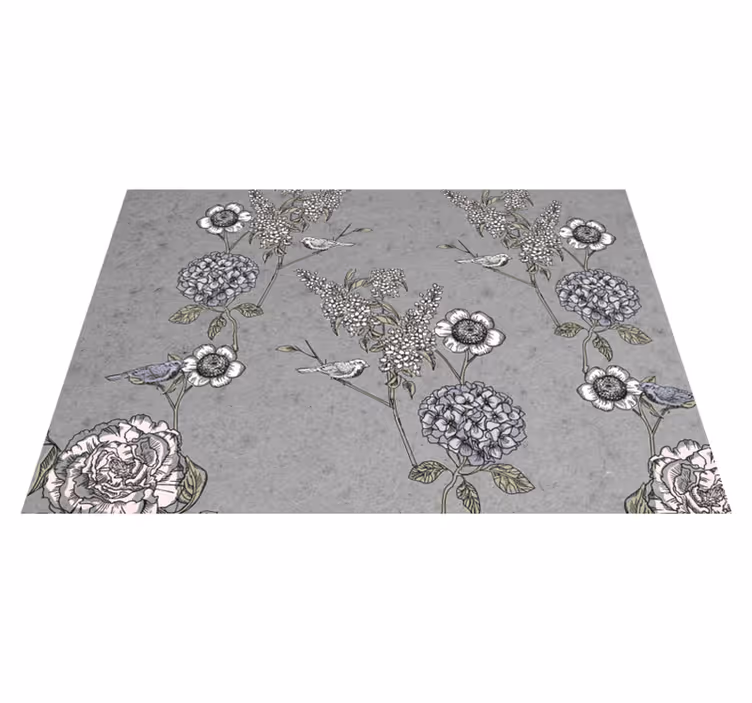 Tapete vinílico vintage gravetos cinzas com pássaros - TenStickers