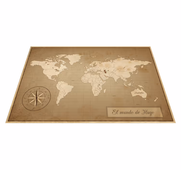 Tapete vinílico de mapa mundial vintage com nome - TenStickers