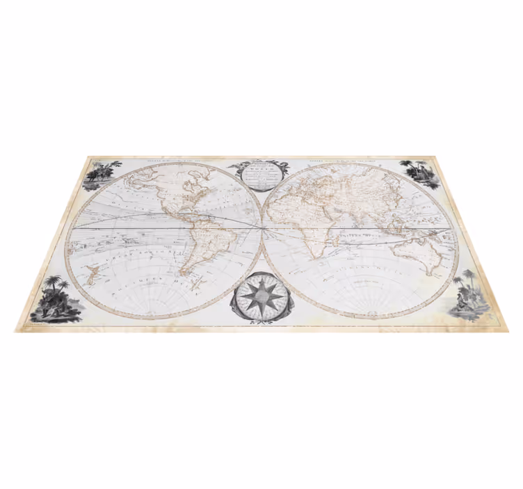 Tapete vinílico de mapa mundial em aquarela vintage - TenStickers