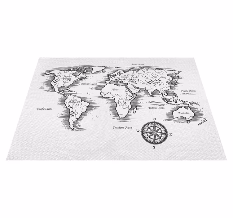 Tapete vinílico de mapa mundial desenho elegante de mapa - TenStickers
