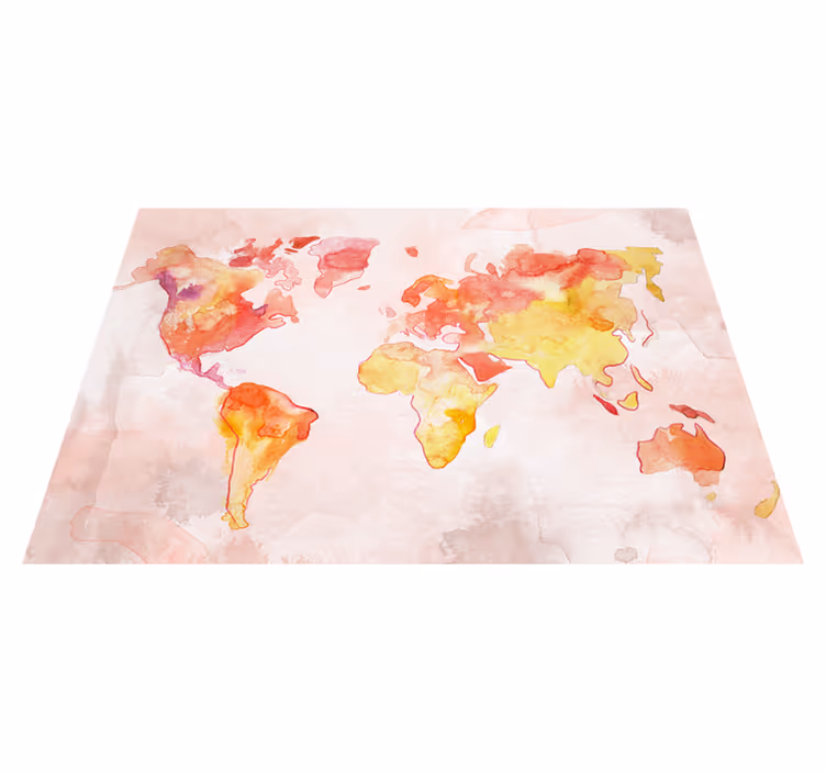 Tapete vinílico de mapa mundial em aquarela pastel - TenStickers