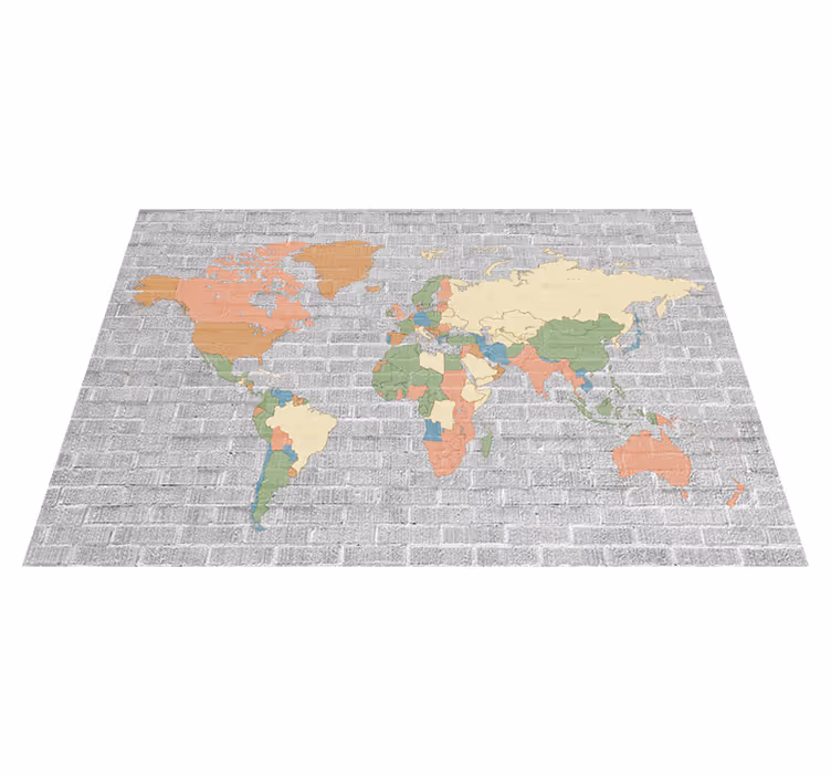 Tapete vinílico de mapa mundial padrão pedra vintage - TenStickers