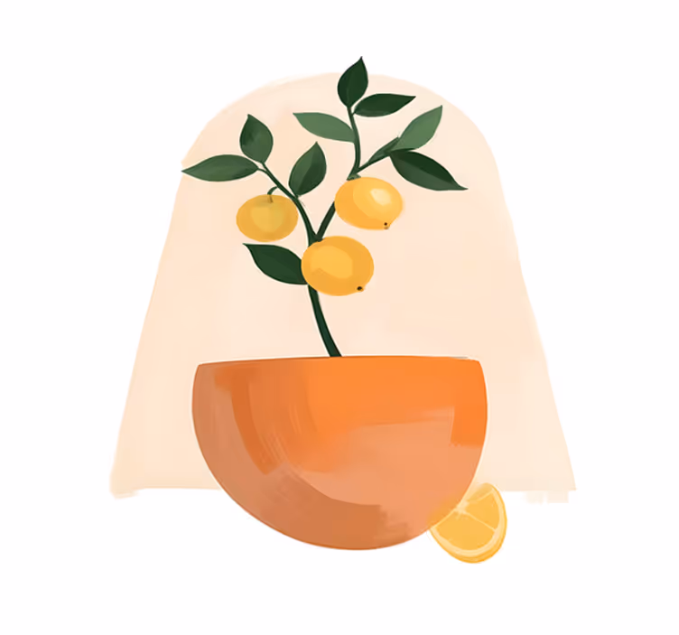 Tapete vinílico flores e plantas pé de fruta - TenStickers