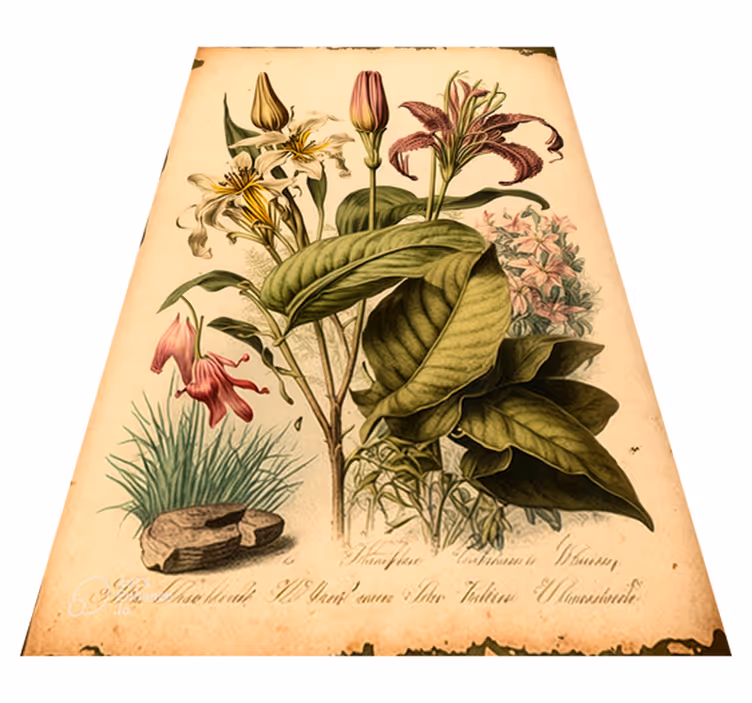Tapete vinílico flores e plantas estampa botânica vintage - TenStickers