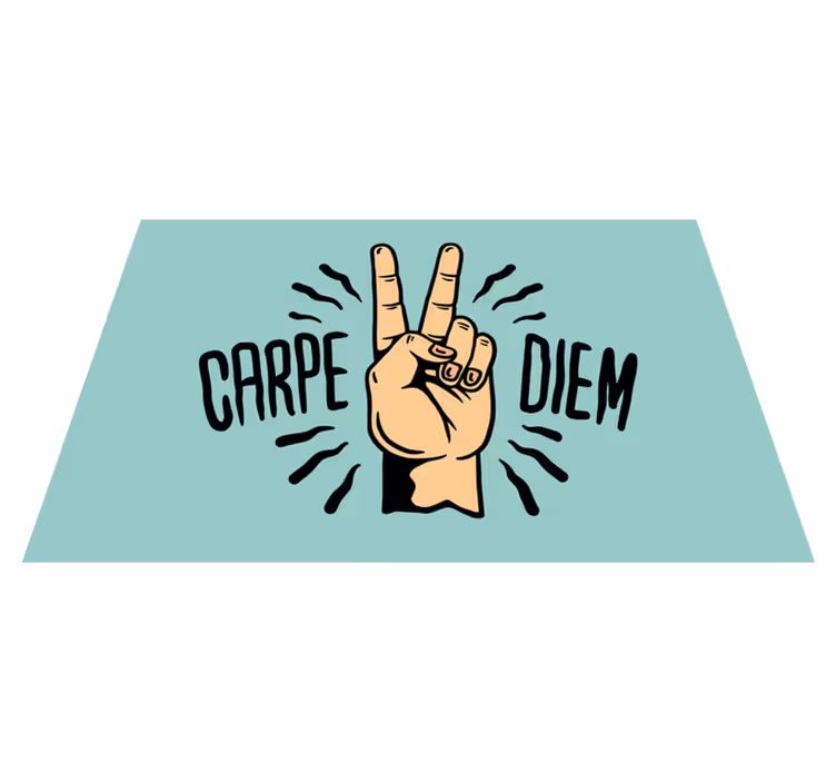 Tapete vinílico frases e textos carpe diem paz mão - TenStickers